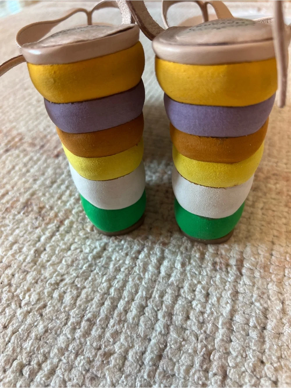 Jeffrey Campbell Rare “Salvatore” Platform Sandals in Rainbow Stripe - size 9